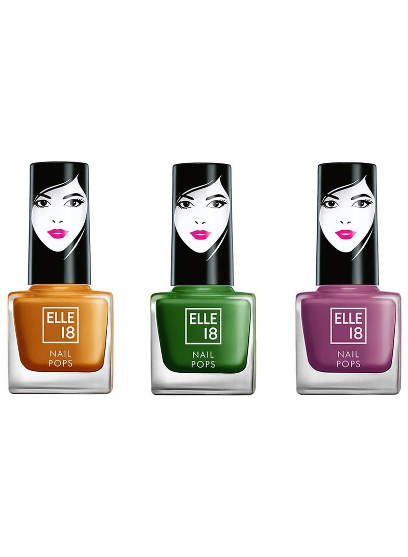 إل 18 طلاء أظافر Elle 18 Nail Pops، اللون 166، وطلاء أظافر Elle 18 Nail Pops، اللون 161، بلمسة نهائية لامعة وغير لامعة، 5 مل، وطلاء أظافر Elle 18 Nail Pops، اللون 157، بلمسة نهائية لامعة وغير لامعة، 5 مل - Image 1